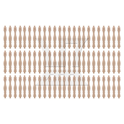 BQLZR  Vintage Style Unfinished Wood Natural Cutout Wooden Spindle 13.3cm