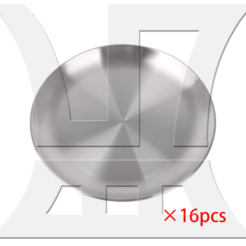 BQLZR  9.06" Diameter Dinner Plate 201 Stainless Steel Food Dishes for Picnic