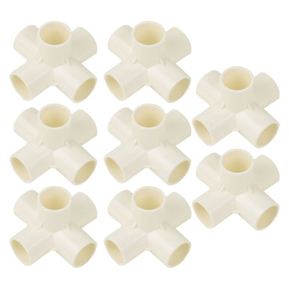 BQLZR 5 Way Elbow Fittings 3/4 Inch White for DIY Furniture Pipe Connecters