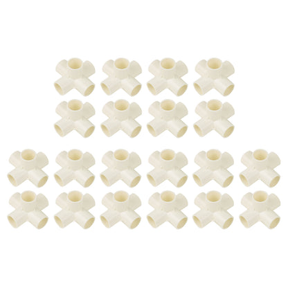 BQLZR 5 Way Elbow Fittings 3/4 Inch White for DIY Furniture Pipe Connecters