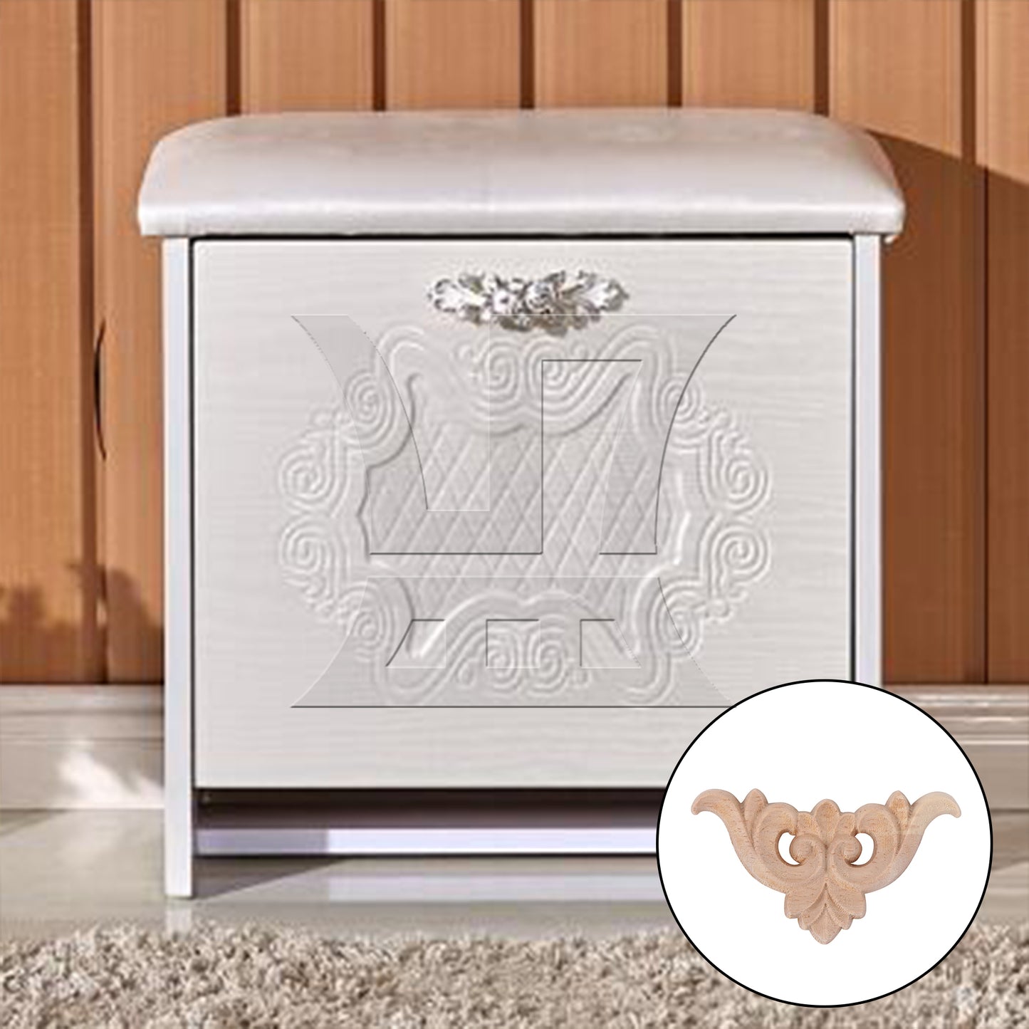 BQLZR Furniture Wooden Onlay Applique Frame 2.68" for Cabinet Dresser Wall