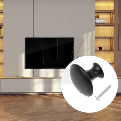BQLZR Round Drawer Knobs for Bedroom Kitchen 30mm Diameter Black w/ Screws