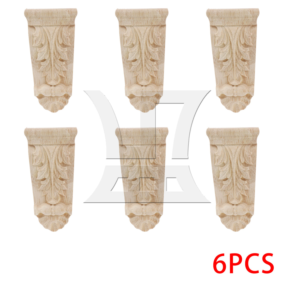 BQLZR Wood Carved Corner Onlay Applique, Solid Material 5x1.7x10 Cm