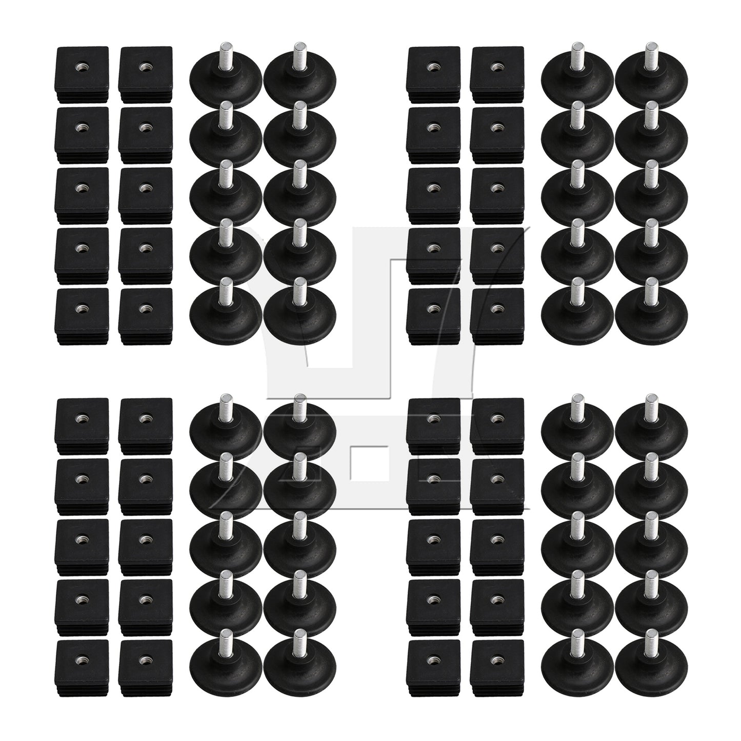 BQLZR M8 Female Thread 4x4cm Square Tube Insert End With Thread Feet BQLZR