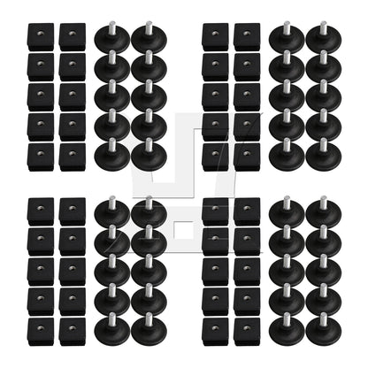 BQLZR M8 Female Thread 4x4cm Square Tube Insert End With Thread Feet BQLZR