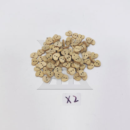BQLZR 200pcs Lotus Heart Shape Button 1.3x1.5cm Wood Color for Belt Shirts