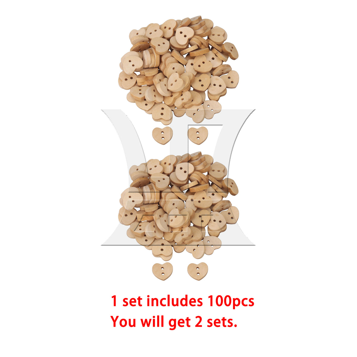 BQLZR 200pcs Lotus Heart Shape Button 1.3x1.5cm Wood Color for Belt Shirts
