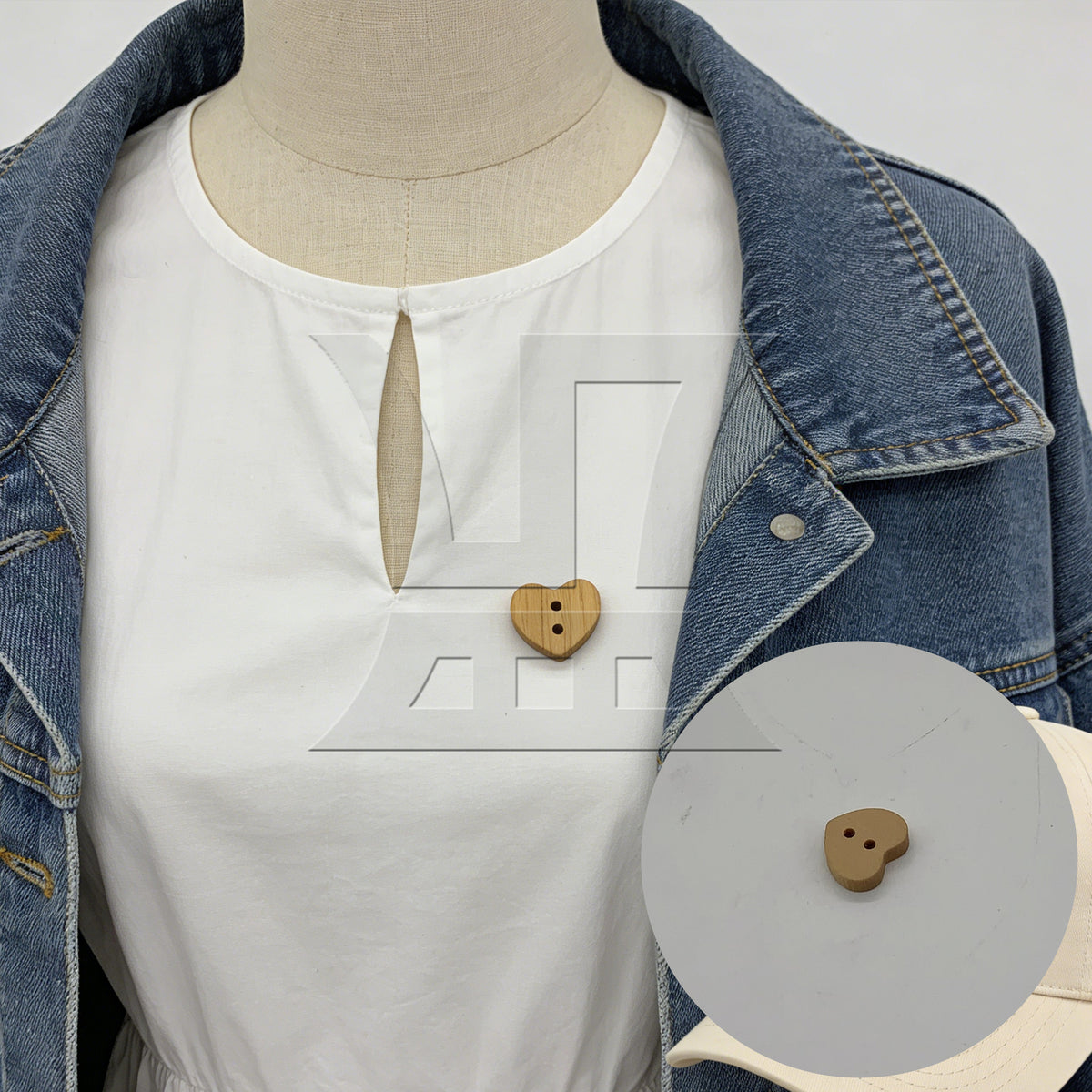 BQLZR 200pcs Lotus Heart Shape Button 1.3x1.5cm Wood Color for Belt Shirts