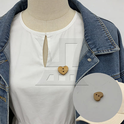 BQLZR 200pcs Lotus Heart Shape Button 1.3x1.5cm Wood Color for Belt Shirts