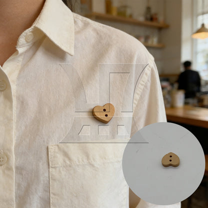 BQLZR 200pcs Lotus Heart Shape Button 1.3x1.5cm Wood Color for Belt Shirts