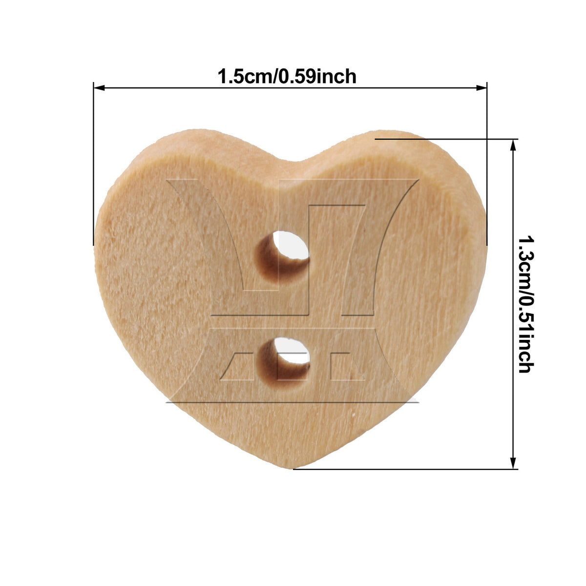 BQLZR 200pcs Lotus Heart Shape Button 1.3x1.5cm Wood Color for Belt Shirts