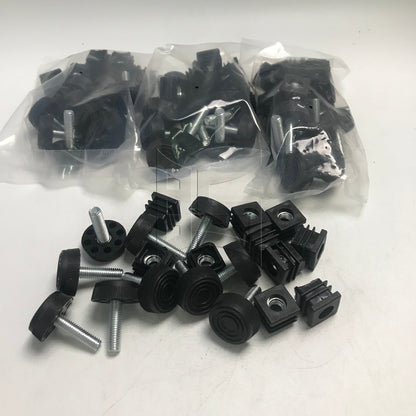 BQLZR M8 Female Thread 2x2cm Square Tube Insert End Cap With Adjust Feet BQLZR