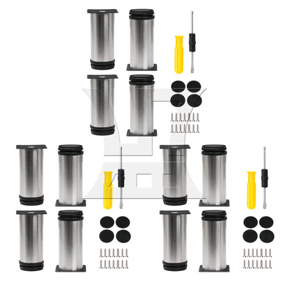 BQLZR Stainless Steel Furniture Legs Adjustable Feet with Pads & Screws Silver