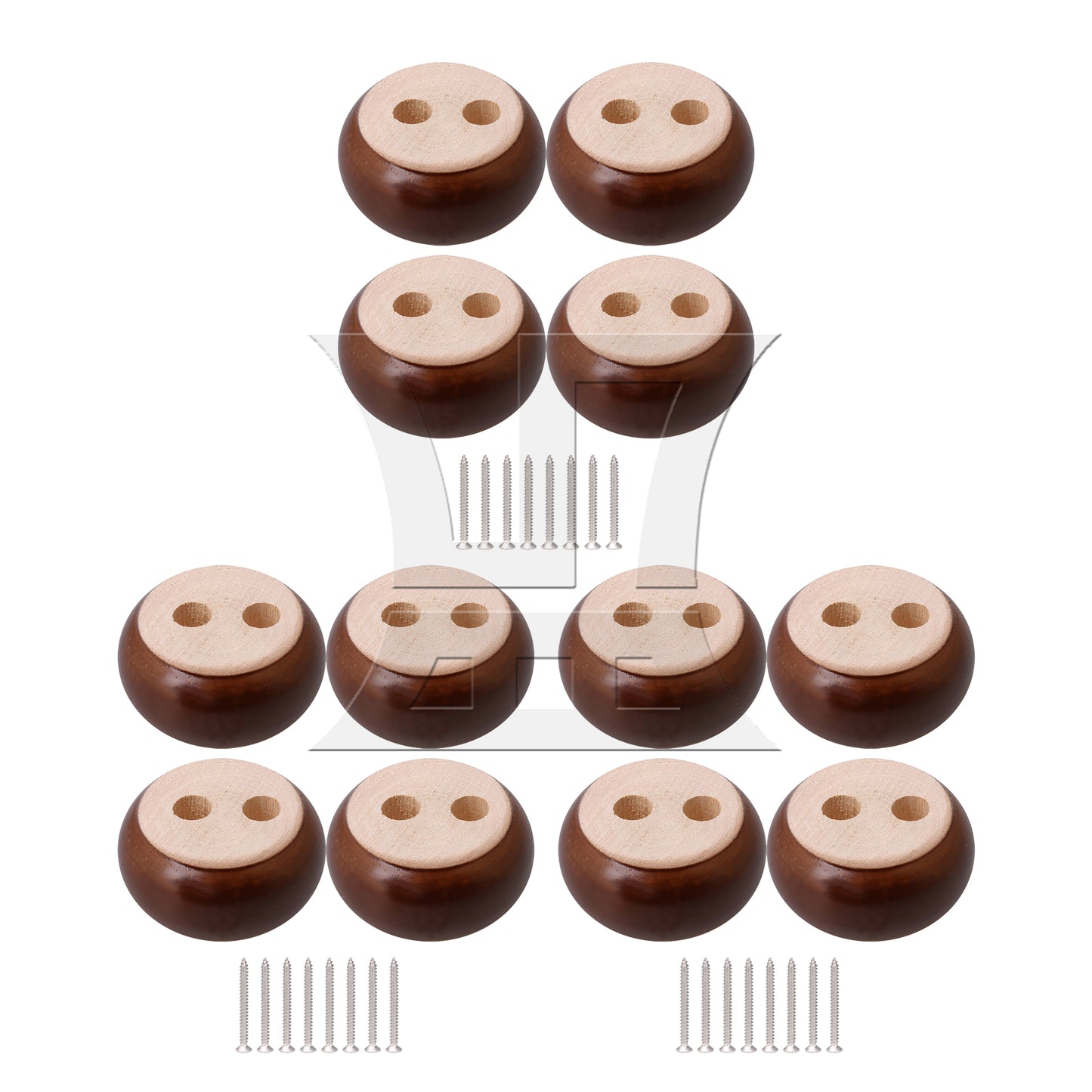 BQLZR Brown Eucalyptus-Wood Furniture Feet 100kg Bearing Weight 6x3cm