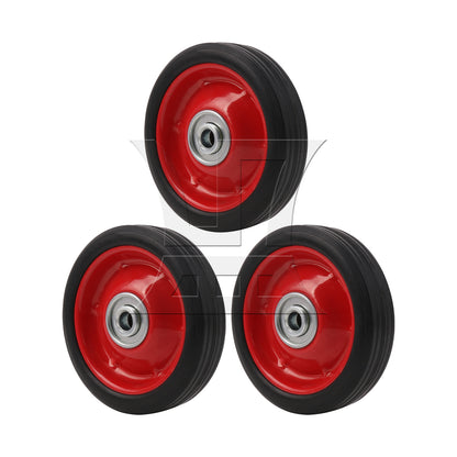 BQLZR 3pcs solid rubber wheels 5 inches (red plastic iron spokes)