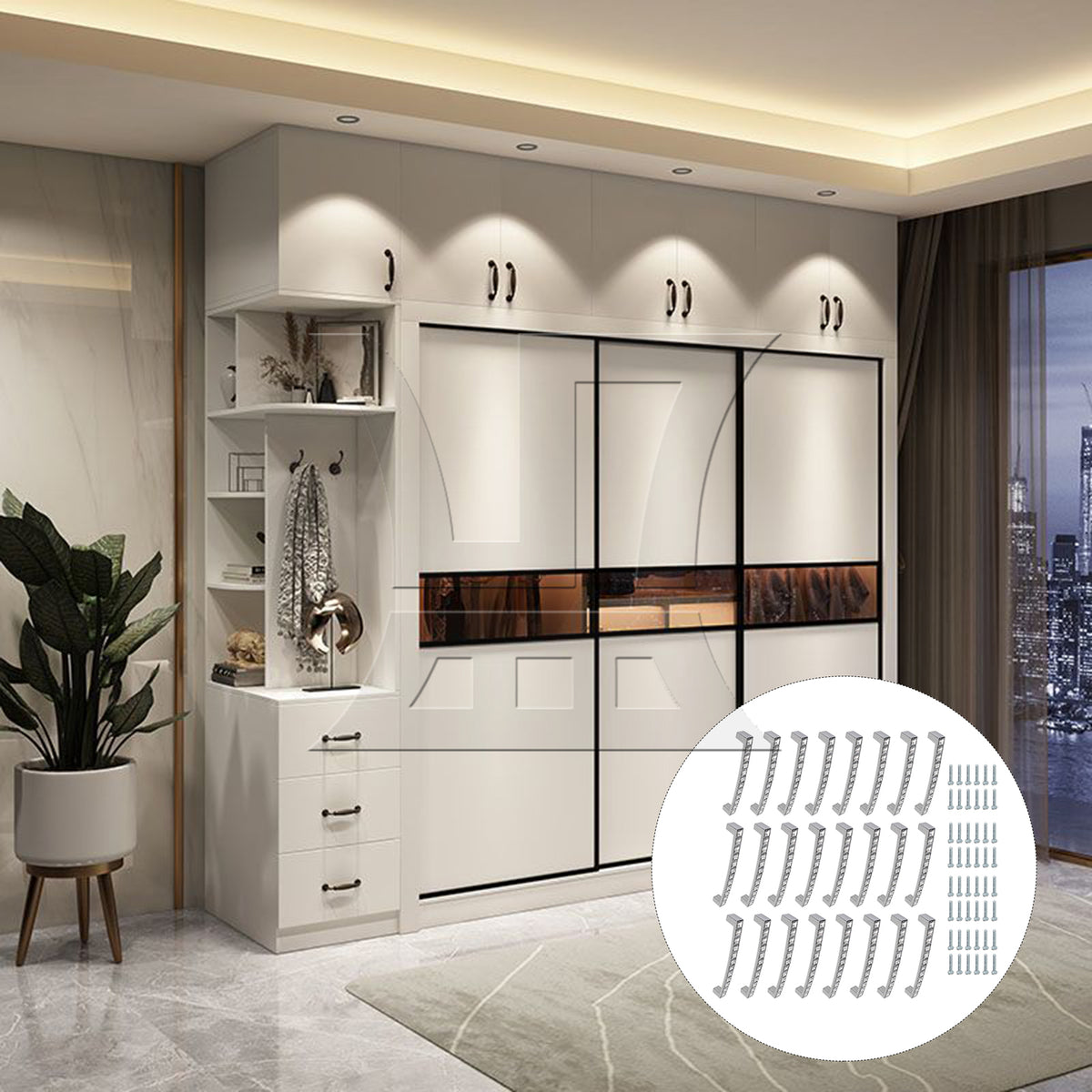 BQLZR 24 Pieces Furniture Door Knob for Dressing Tables 12.8cm Hole Spacing Silver
