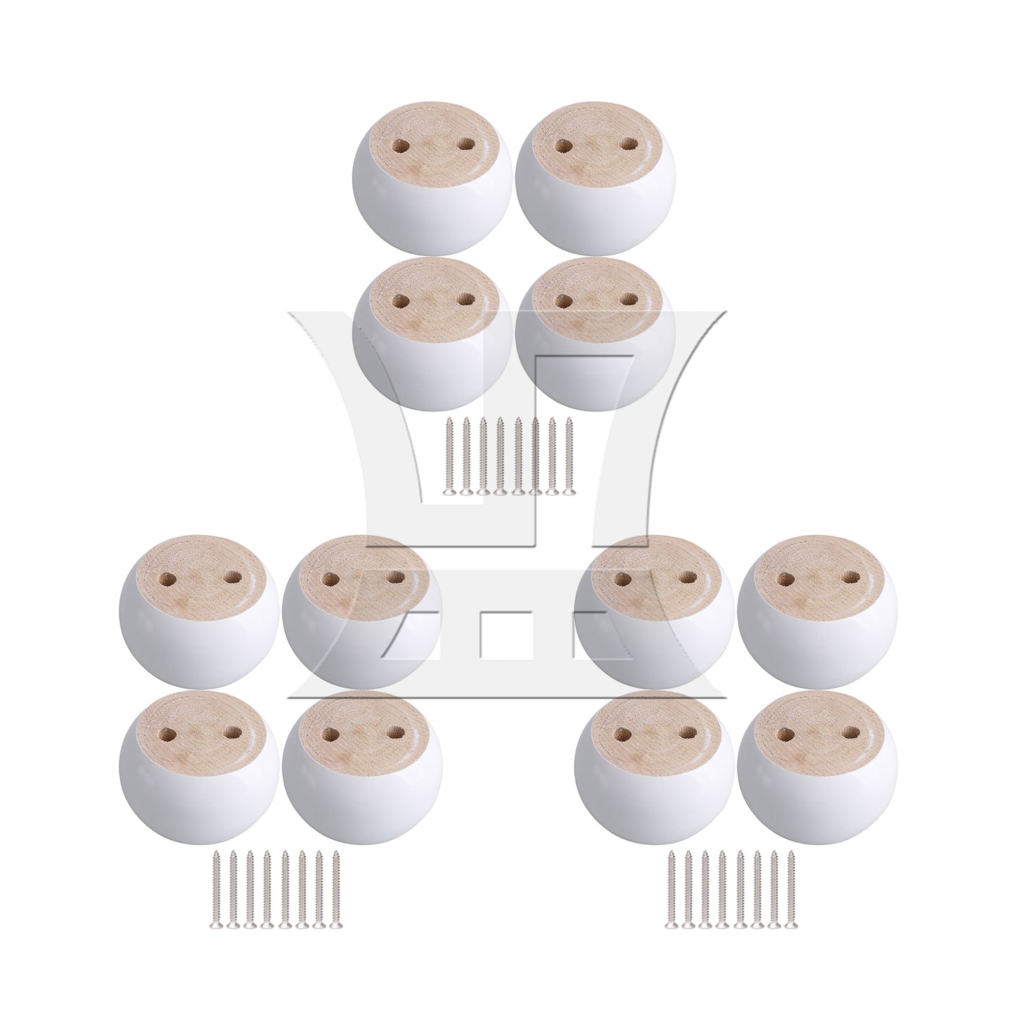 BQLZR White Eucalyptus-Wood Round Furniture Legs Feet 100kg Bearing Lifter 8x5cm