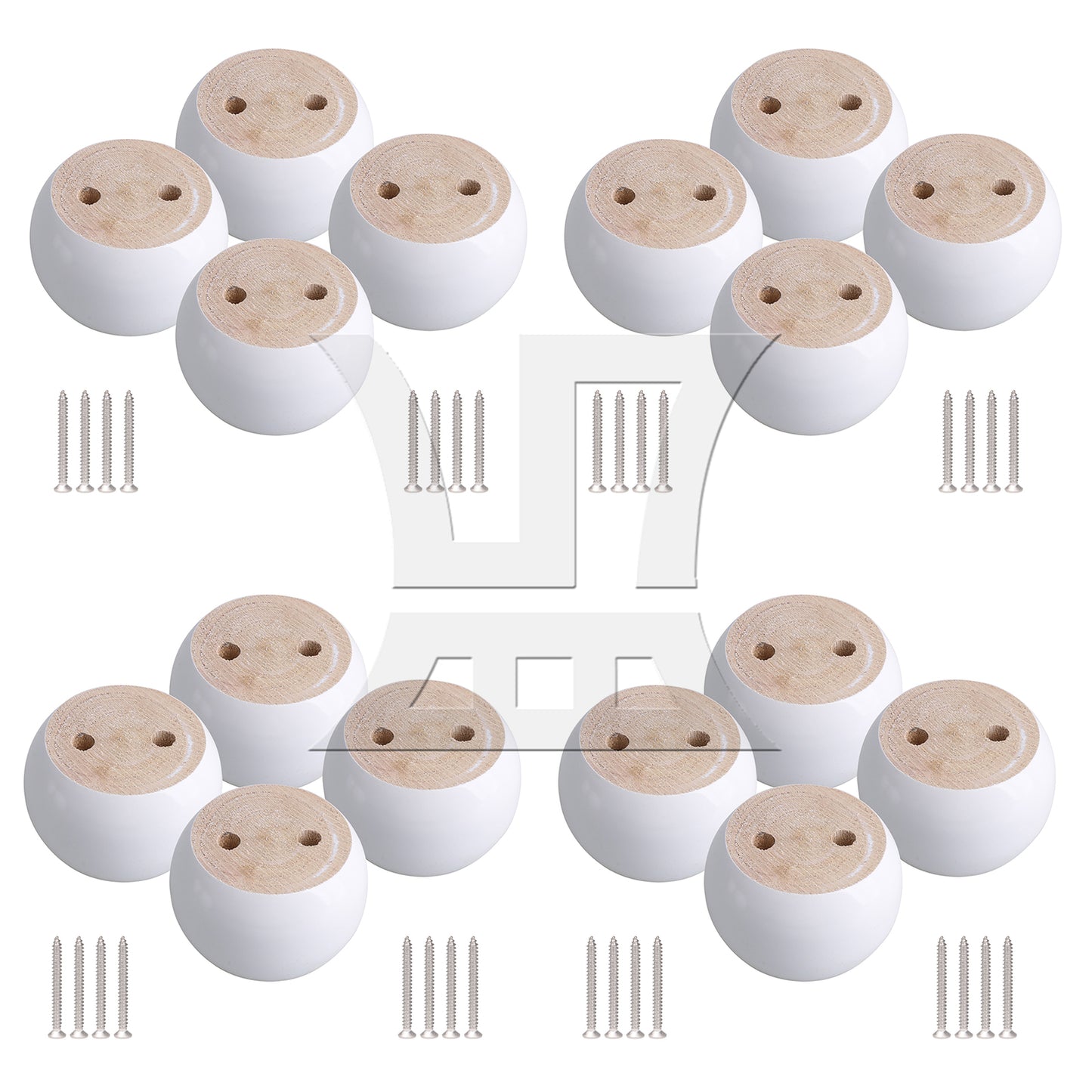 BQLZR White Eucalyptus-Wood Round Furniture Legs Feet 100kg Bearing Lifter 8x5cm