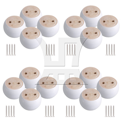 BQLZR White Eucalyptus-Wood Round Furniture Legs Feet 100kg Bearing Lifter 8x5cm