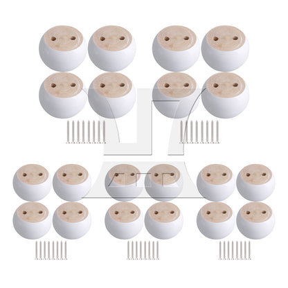 BQLZR White Eucalyptus-Wood Round Furniture Legs Feet 100kg Bearing Lifter 8x5cm