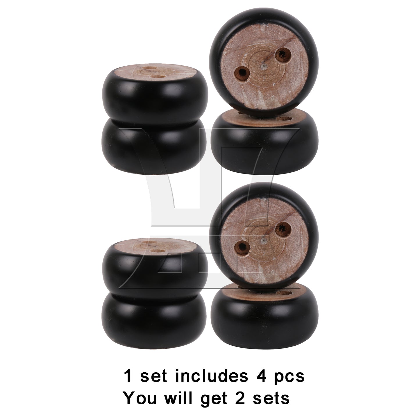 BQLZR Black Eucalyptus-Wood Furniture Foot 100kg Bearing Weight Lifter 7x7x3CM