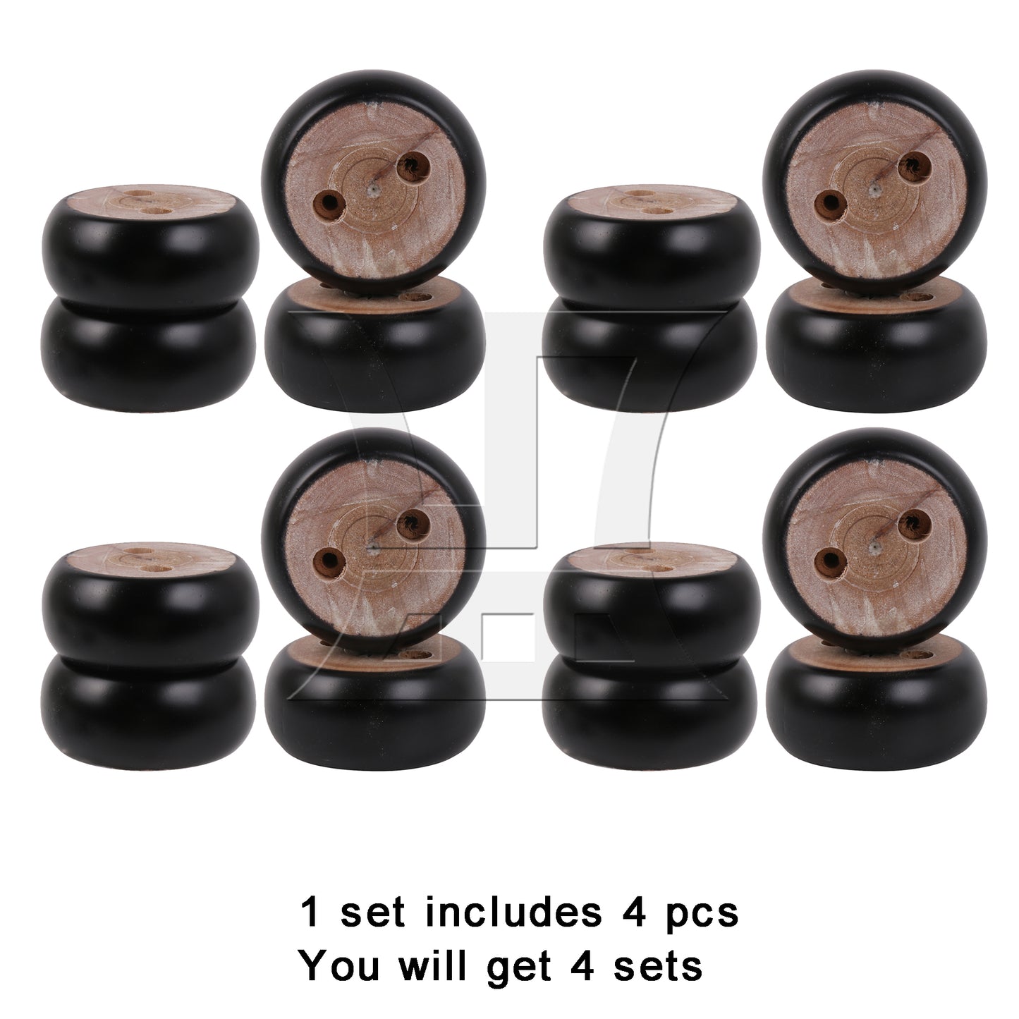 BQLZR Black Eucalyptus-Wood Furniture Foot 100kg Bearing Weight Lifter 7x7x3CM