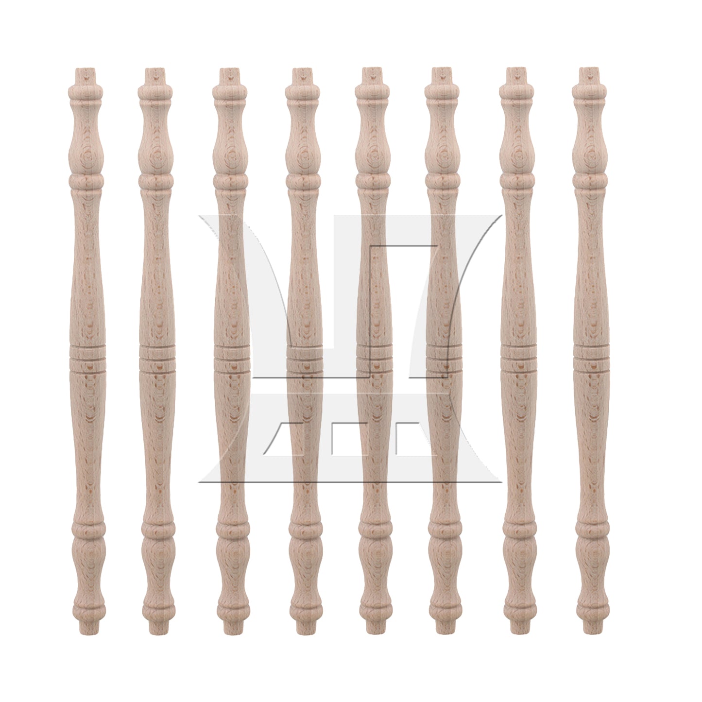 BQLZR 4 x Vintage Style Unfinished Wood Natural Cutout Wooden Spindle 27.5cm