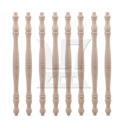 BQLZR 4 x Vintage Style Unfinished Wood Natural Cutout Wooden Spindle 27.5cm