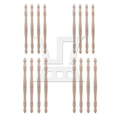 BQLZR 4 x Vintage Style Unfinished Wood Natural Cutout Wooden Spindle 27.5cm