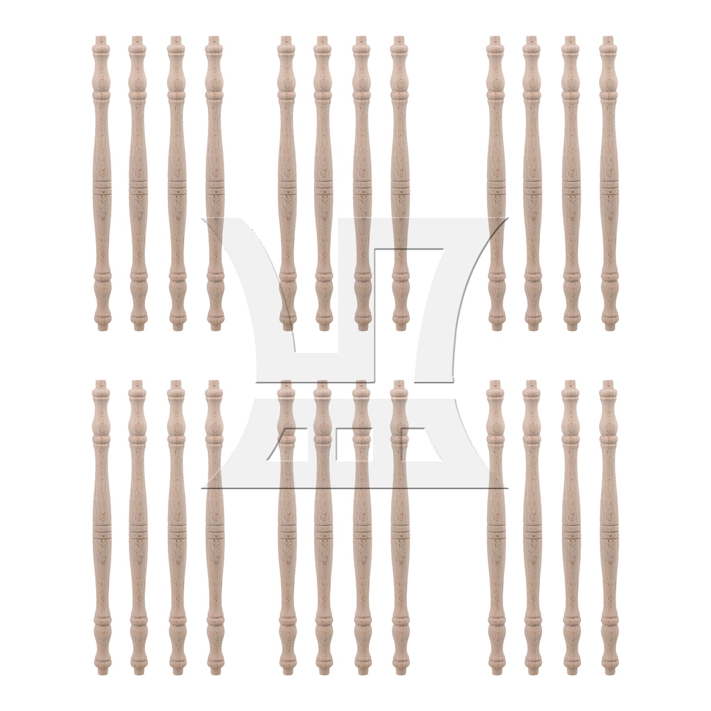 BQLZR 4 x Vintage Style Unfinished Wood Natural Cutout Wooden Spindle 27.5cm