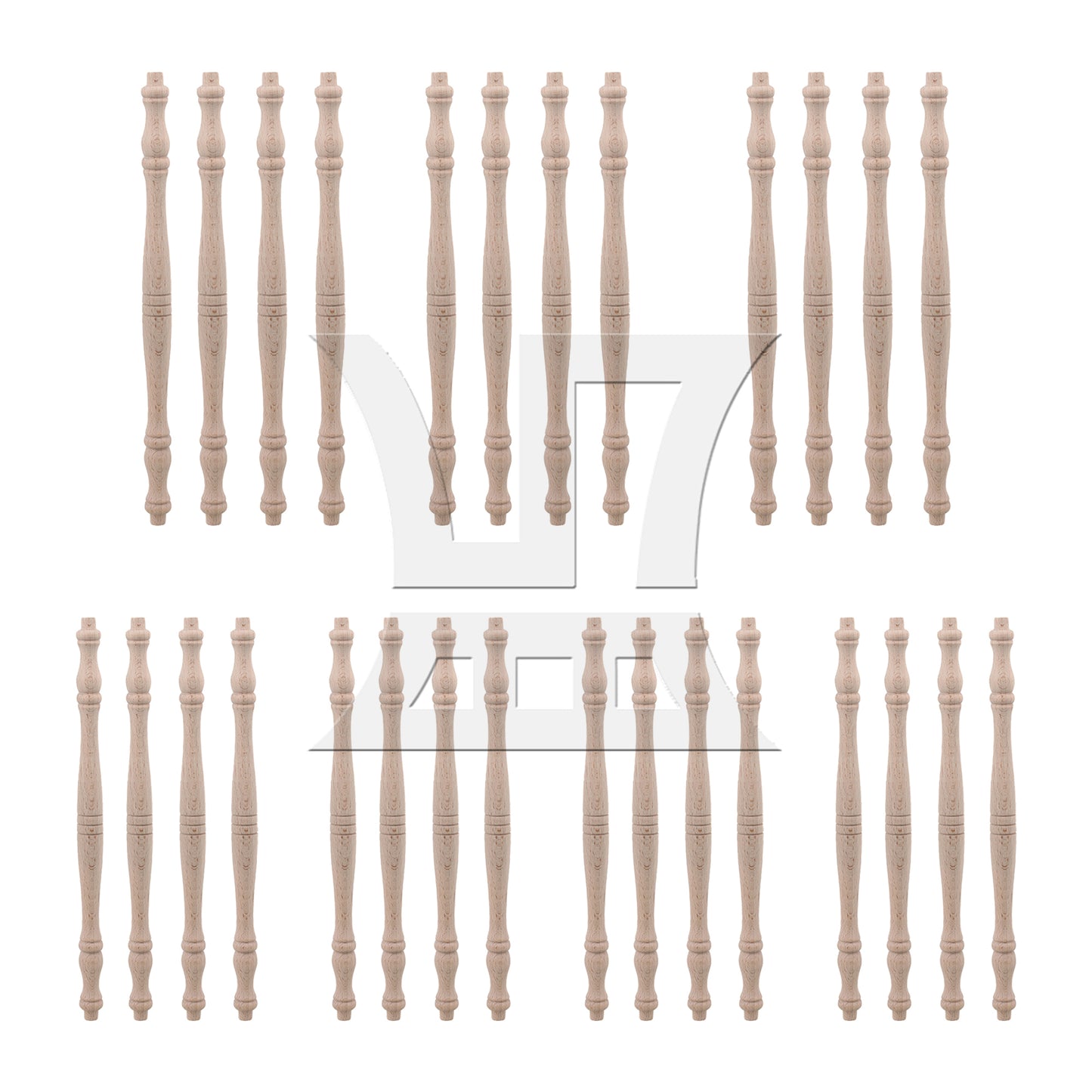 BQLZR 4 x Vintage Style Unfinished Wood Natural Cutout Wooden Spindle 27.5cm