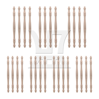 BQLZR 4 x Vintage Style Unfinished Wood Natural Cutout Wooden Spindle 27.5cm