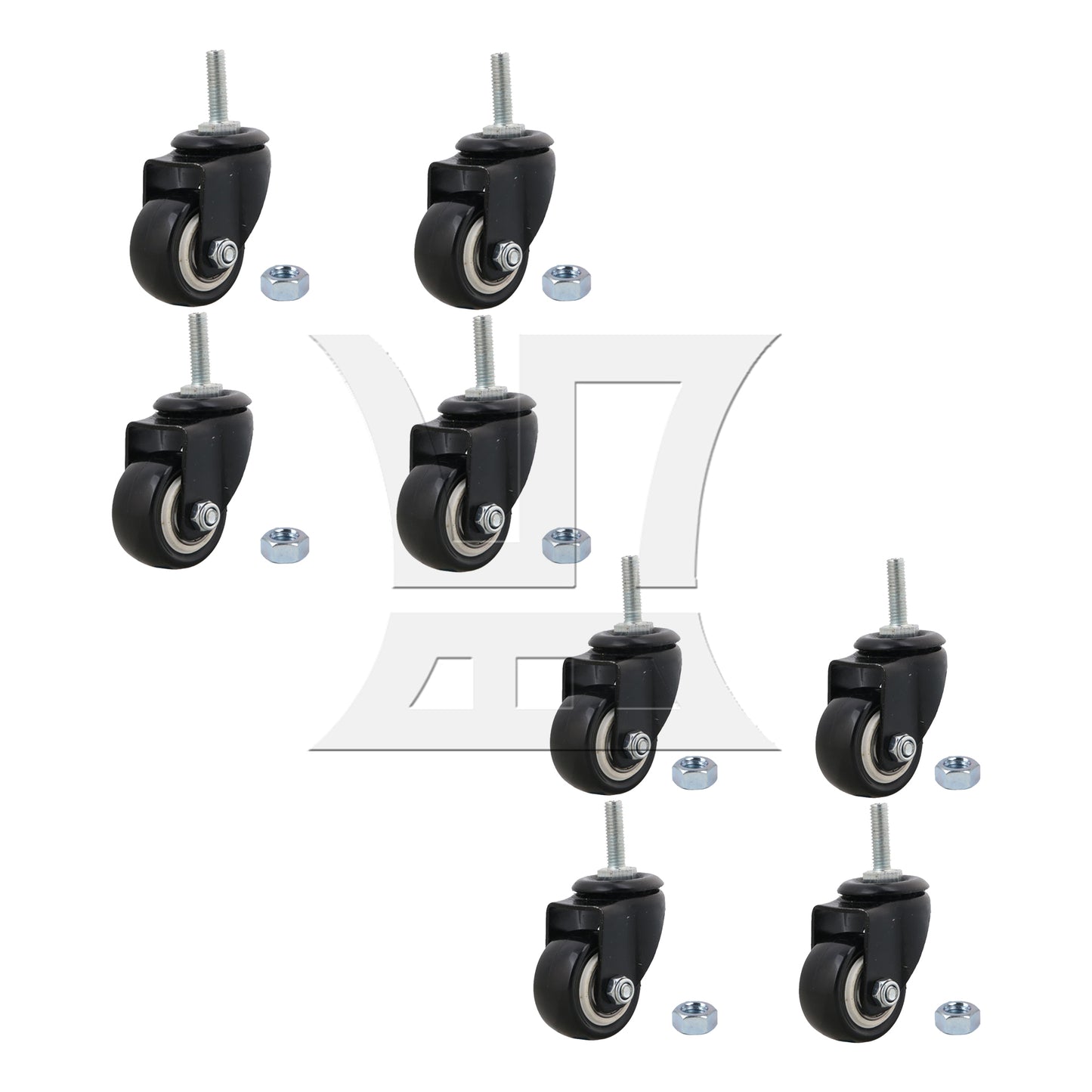 BQLZR 1.5" Plate Swivel Caster Wheels Brake M8 Thread Stem for Rack Shelf