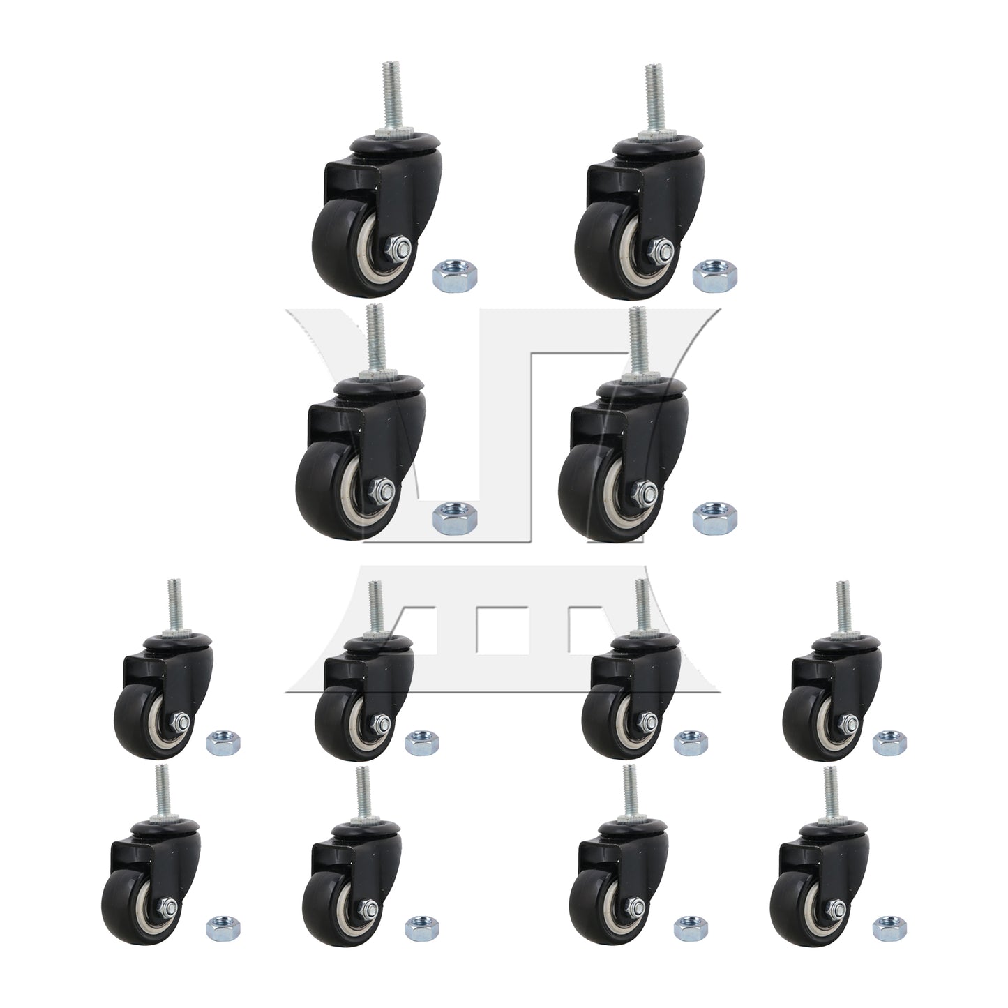 BQLZR 1.5" Plate Swivel Caster Wheels Brake M8 Thread Stem for Rack Shelf