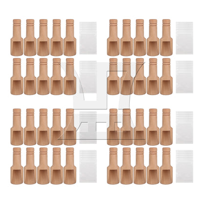 BQLZR  Unpainted Natural Wood Bath Salt Wooden Sugar Scoops Spoons 88x30mm