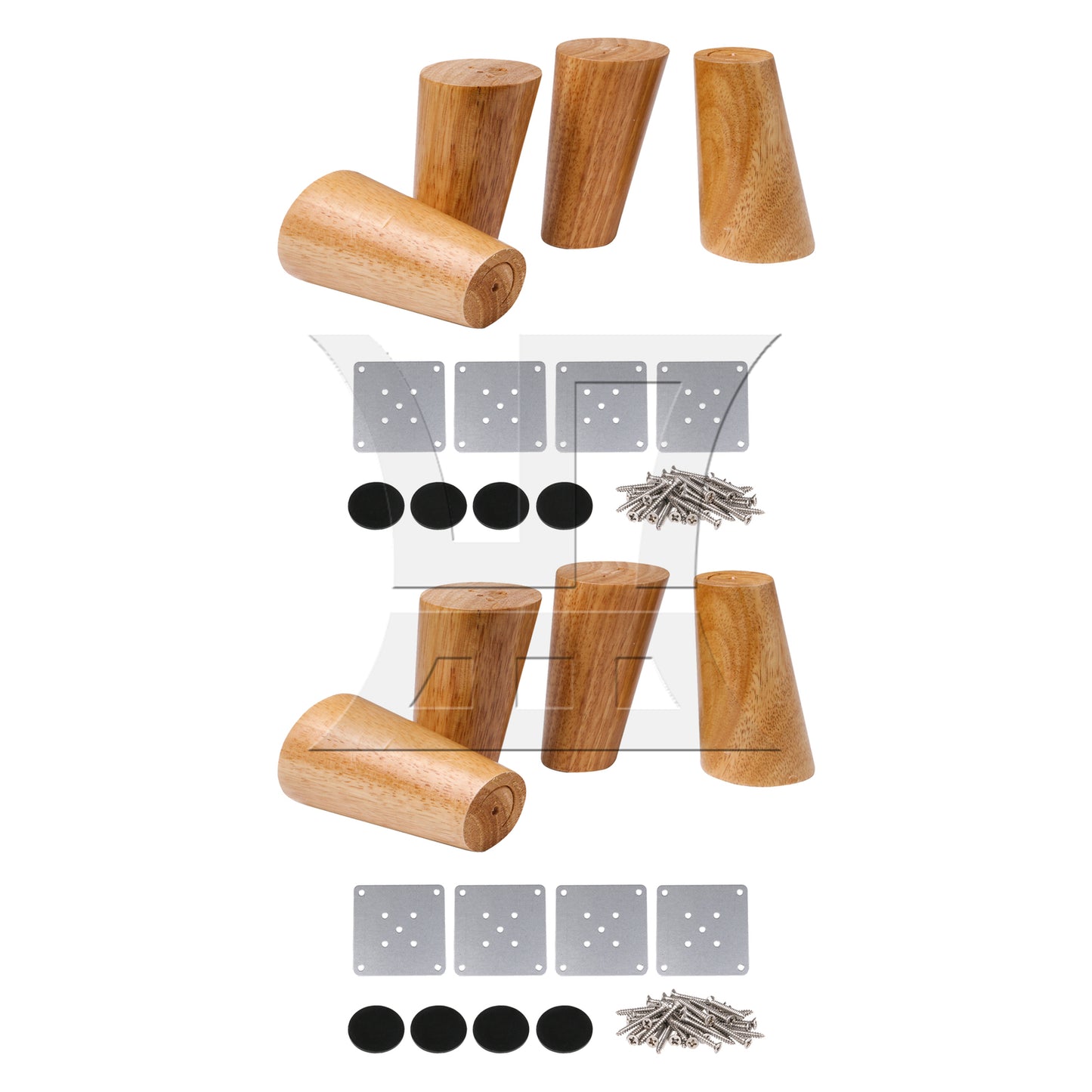 BQLZR 3.94x2.17Inch Round Wooden Furniture Sofa Legs Feet w/ Plates Screws