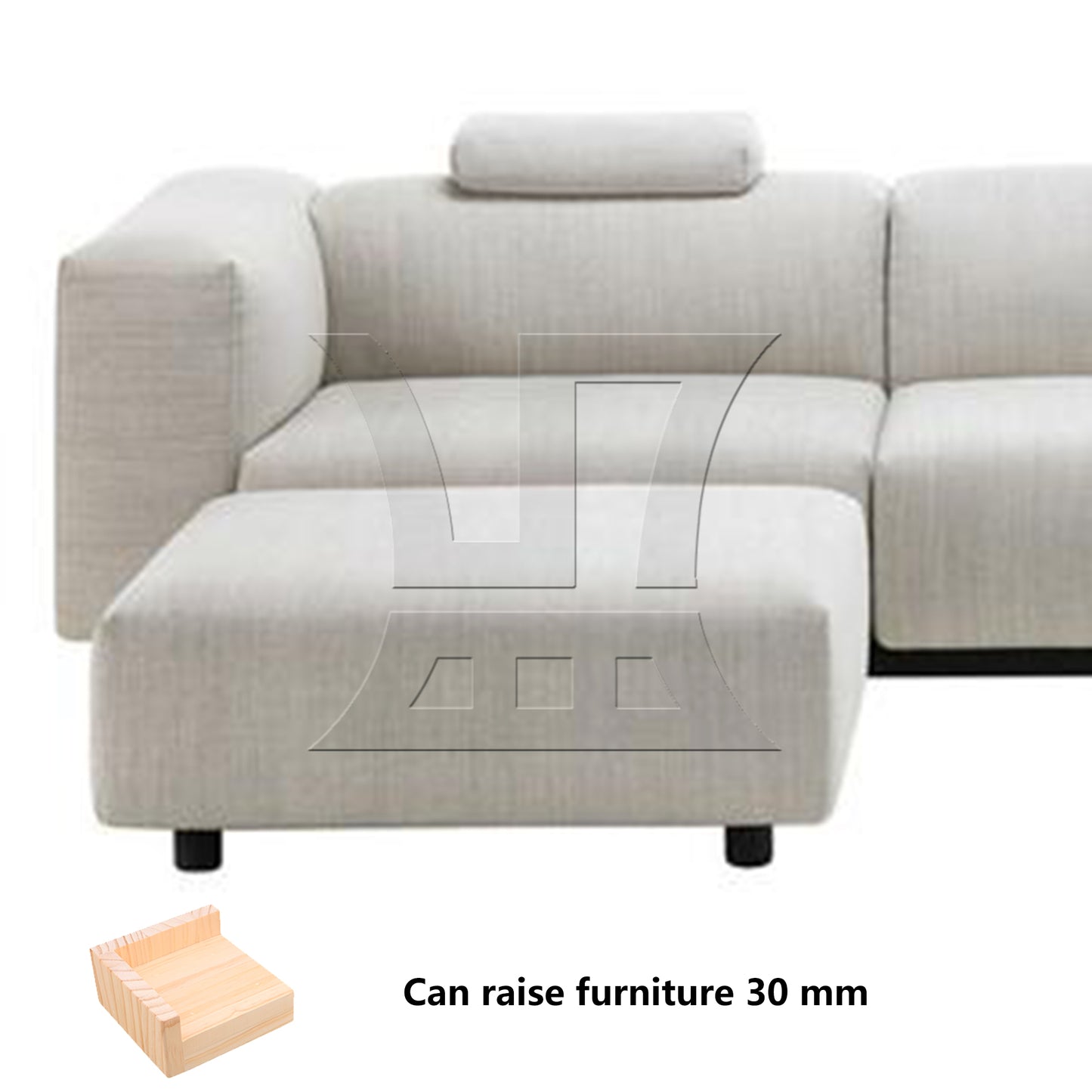 BQLZR  9.8x9.8CM Slot L-shaped Wood Furniture Lifter Sofa Table Leg Riser Add 3cm