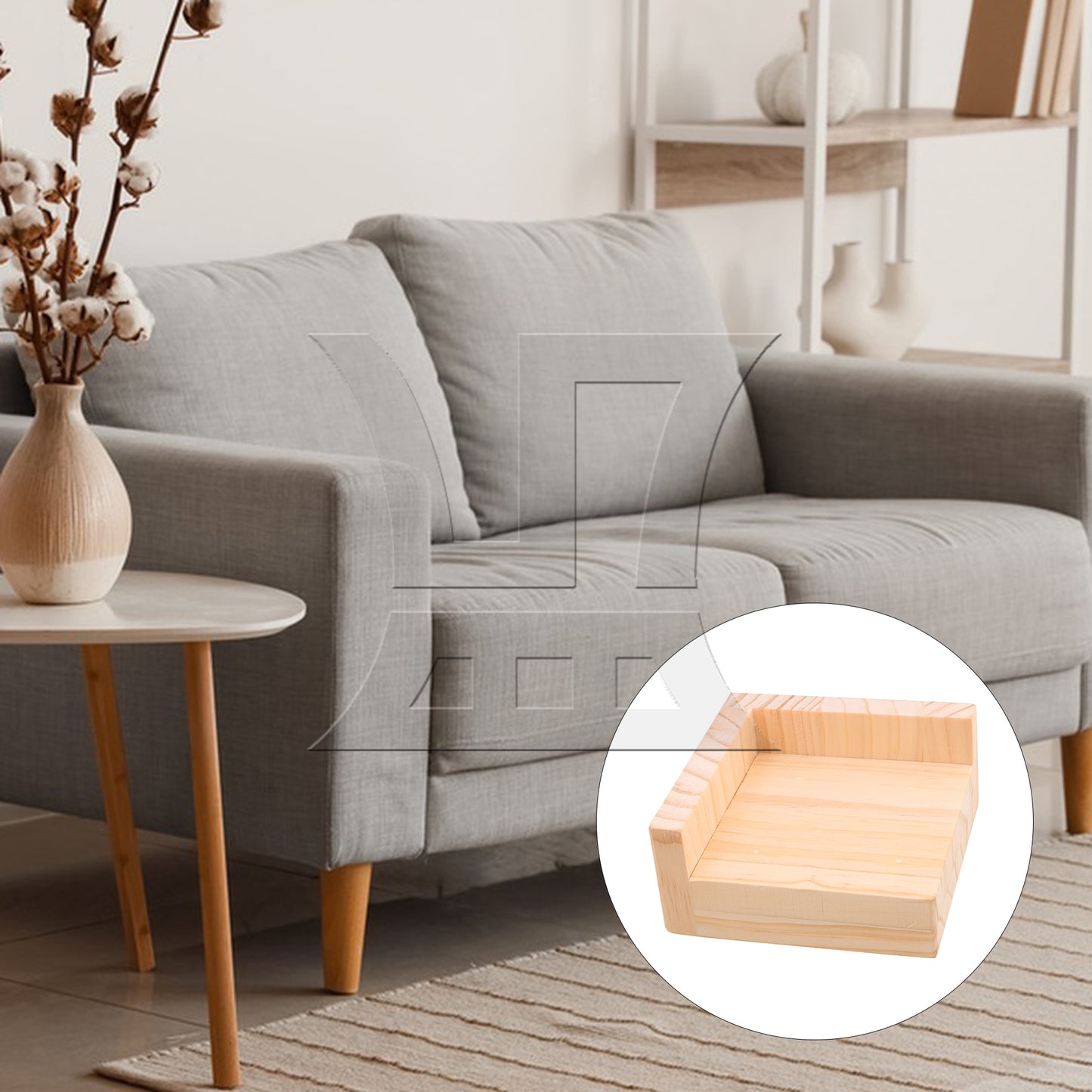 BQLZR  9.8x9.8CM Slot L-shaped Wood Furniture Lifter Sofa Table Leg Riser Add 3cm