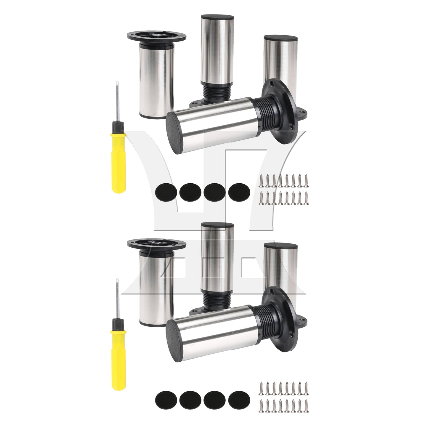 BQLZR 4Pcs 120x85mm Sofa Cabinet Stainless Steel Furniture Legs Feet Adjust to 135mm