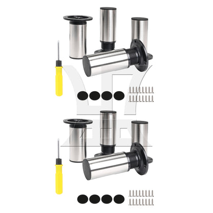 BQLZR 4Pcs 120x85mm Sofa Cabinet Stainless Steel Furniture Legs Feet Adjust to 135mm