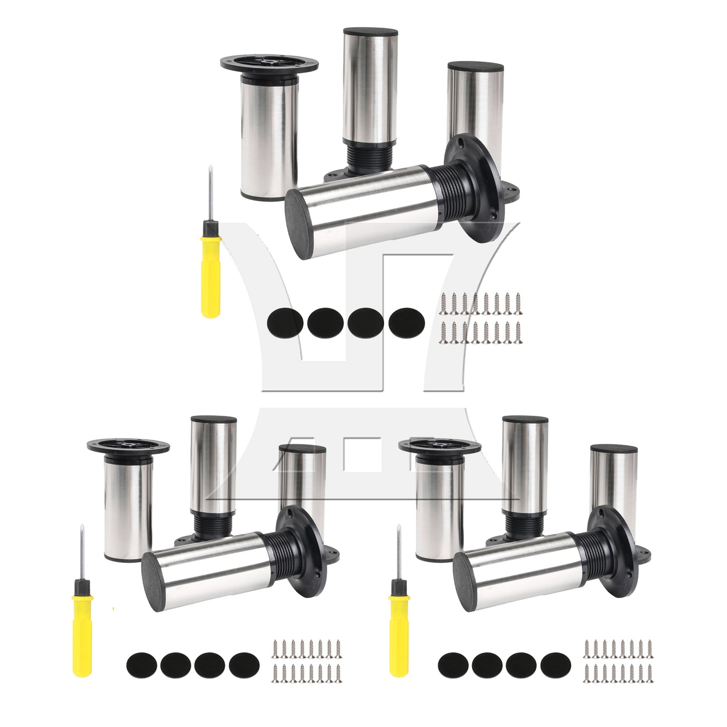 BQLZR 4Pcs 120x85mm Sofa Cabinet Stainless Steel Furniture Legs Feet Adjust to 135mm