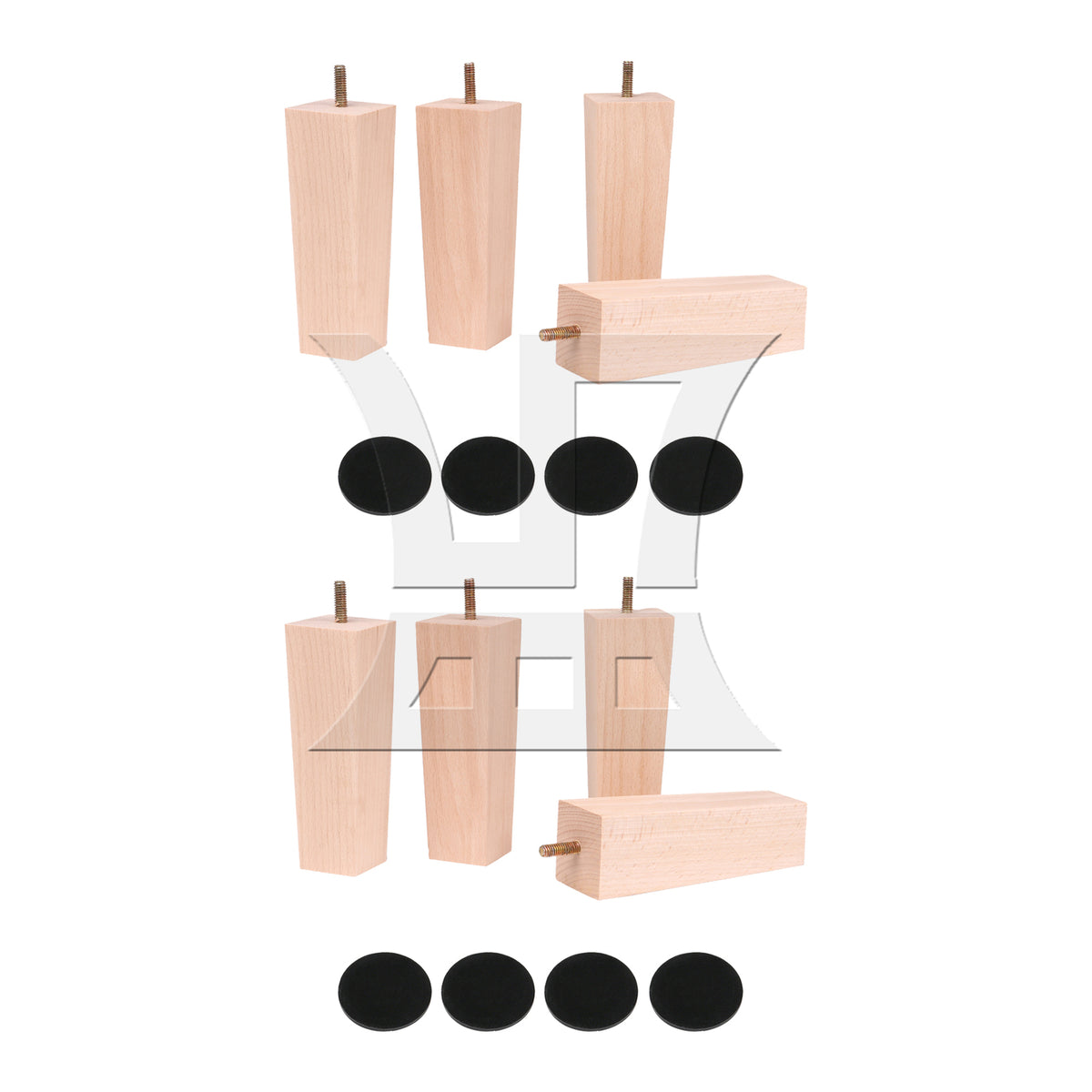 BQLZR 2 sets of natural wood color solid wood straight feet 15 * 5 * 4cm (with screws)