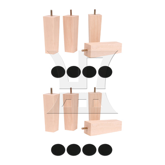 BQLZR 2 sets of natural wood color solid wood straight feet 15 * 5 * 4cm (with screws)