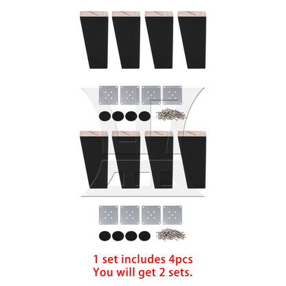 BQLZR 2 sets of black oak right angled trapezoidal sofa legs 4cm * 6cm * 12cm