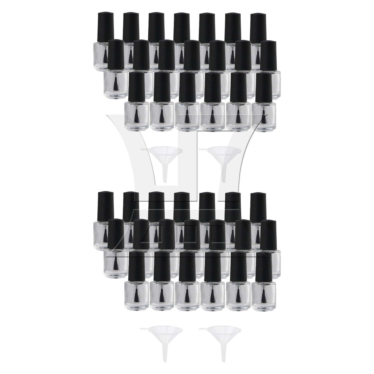 BQLZR 5ml Black Transparent Round Empty Polish Glass Bottle W/ Brush