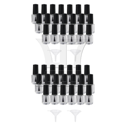 BQLZR 5ml Black Transparent Round Empty Polish Glass Bottle W/ Brush