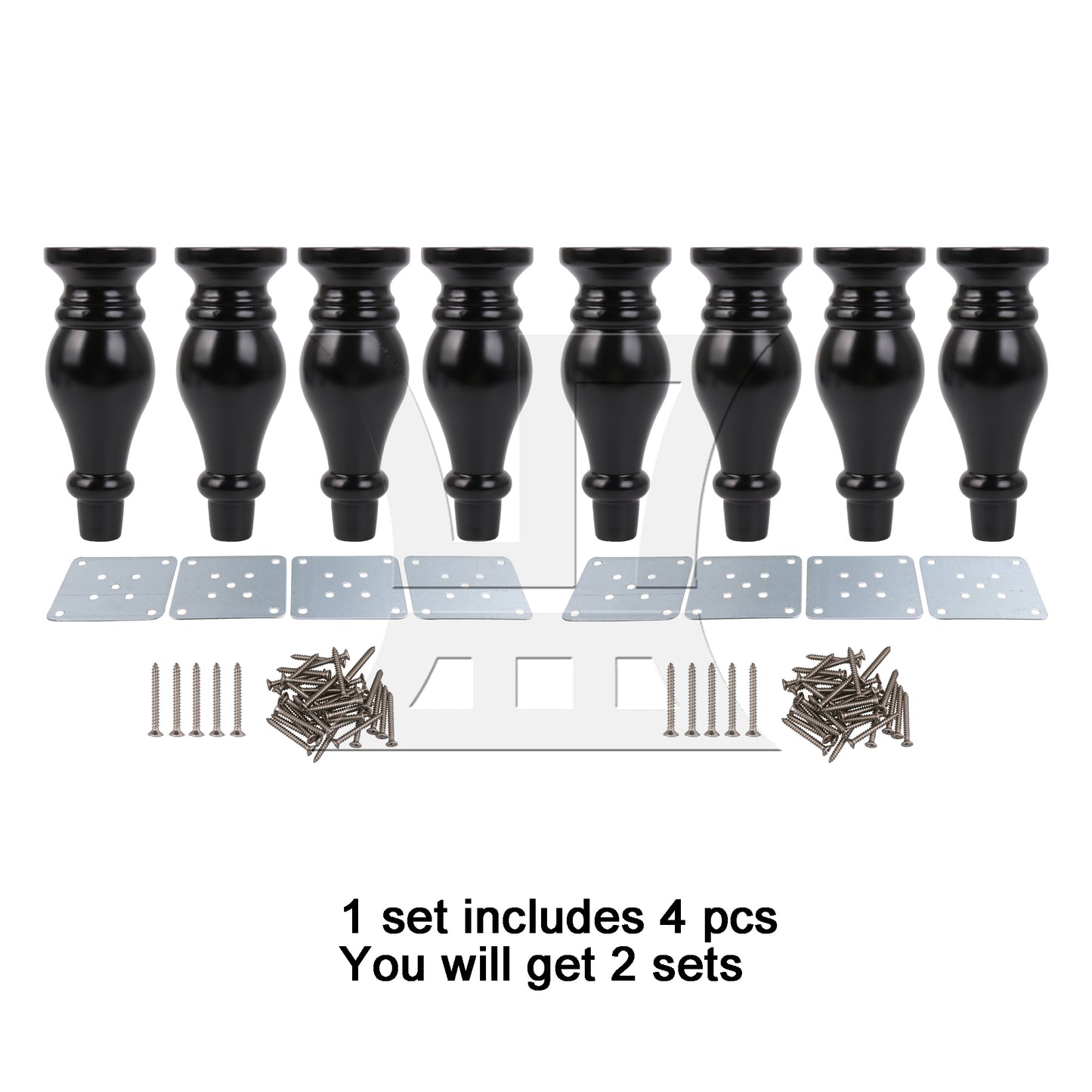 BQLZR  Black Wood Gourd-shaped Furniture TV Cabinet Sofa Legs 18x6.5x2.5cm