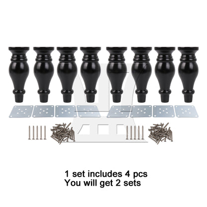 BQLZR  Black Wood Gourd-shaped Furniture TV Cabinet Sofa Legs 18x6.5x2.5cm
