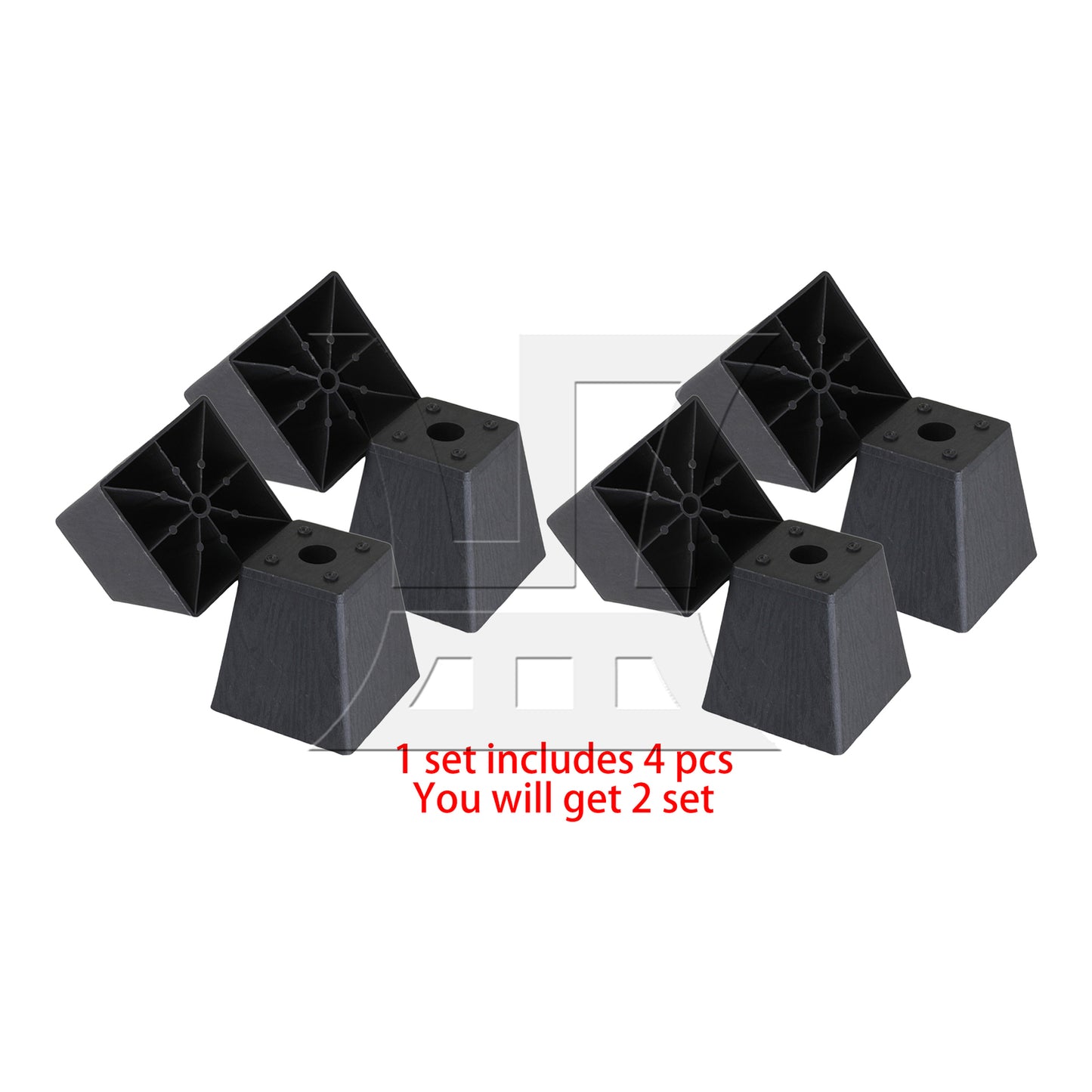BQLZR Trapezoid Black Plastic Furniture Legs for Sofa 98x98x67mm