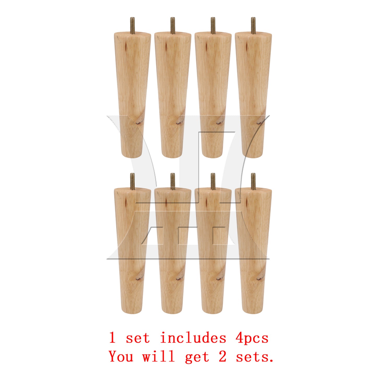 BQLZR Wooden Color 20cm Wooden Furniture Cone Legs with 24mm M8 Screw for Sofa